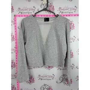 ASKYA hoodie sweater Mesh-Trim V-Neck Crop Top